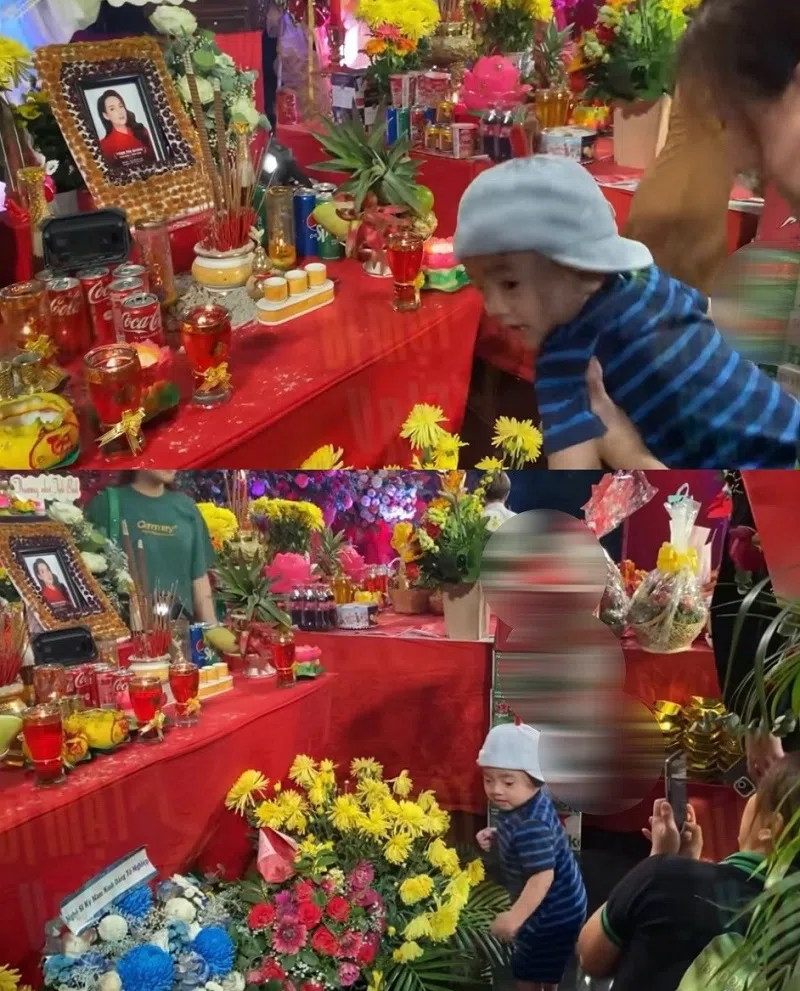 Xúc động hình ảnh con trai út cố ca sĩ Phi Nhung trước bàn thờ mẹ nuôi 