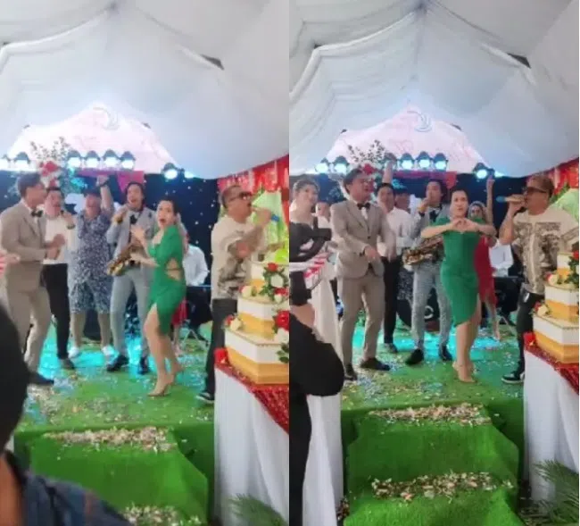 Đi đám cưới, Việt Hương khiến quan viên hai họ ngượng ngùng vì bộ váy 'nổi bần bật'