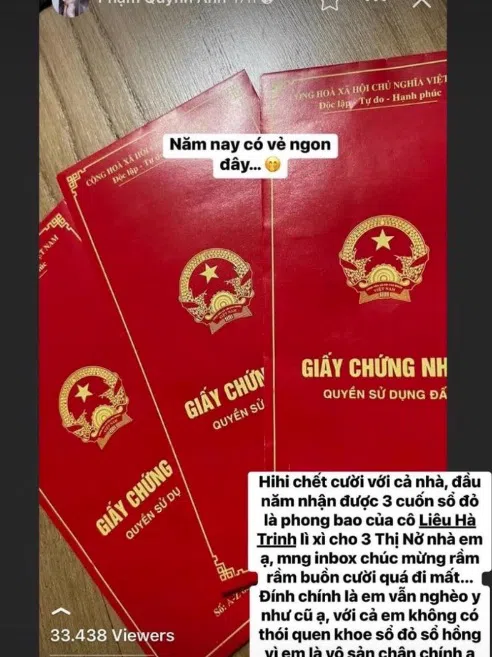 Phạm Quỳnh Anh lên tiếng về thông tin 'vung tiền' một lúc mua 3 mảnh đất