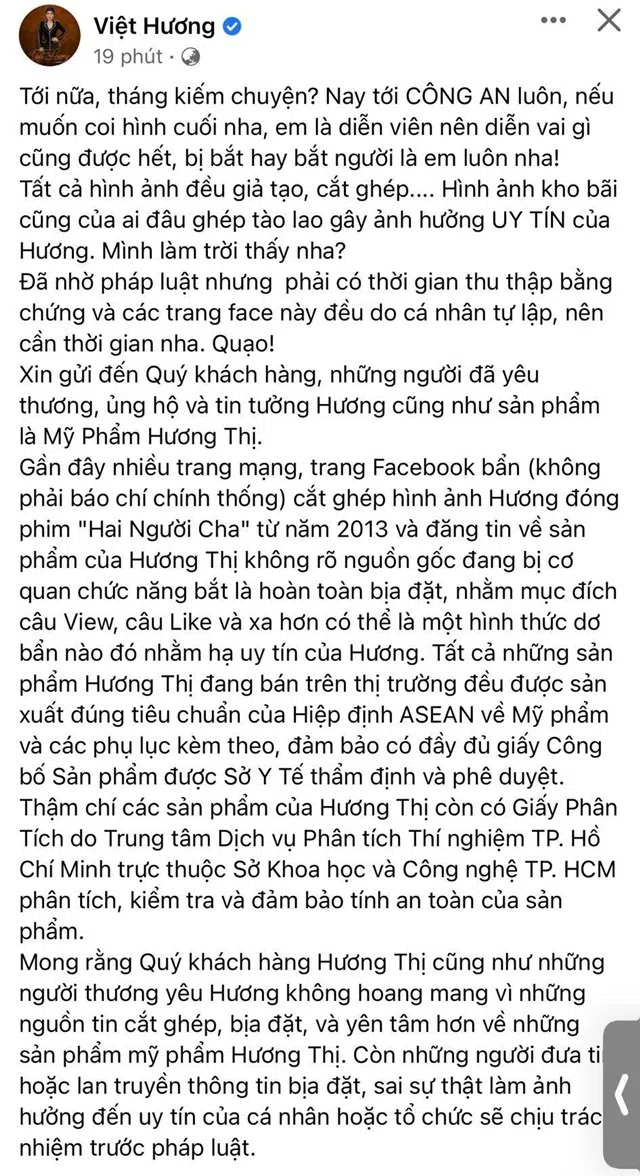 Việt Hương lên tiếng trước thông tin đối diện vòng lao lý vì kinh doanh bất chính: Sự thật gây phẫn nộ