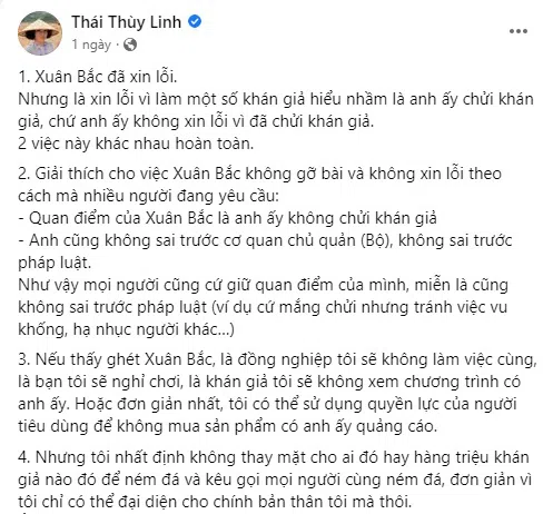 Thái Thùy Linh nói thẳng về vụ NS Xuân Bắc và bài viết 'cái tát của mẹ'