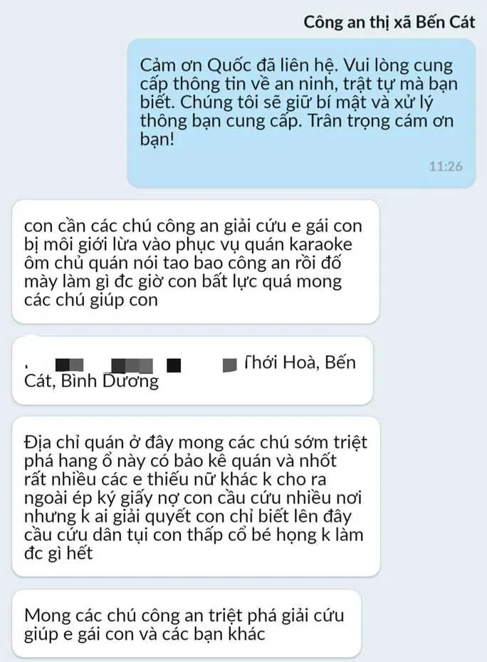 Giận người yêu, nam thanh niên nhờ công an 'giải cứu em gái' trong quán karaoke ở Bình Dương