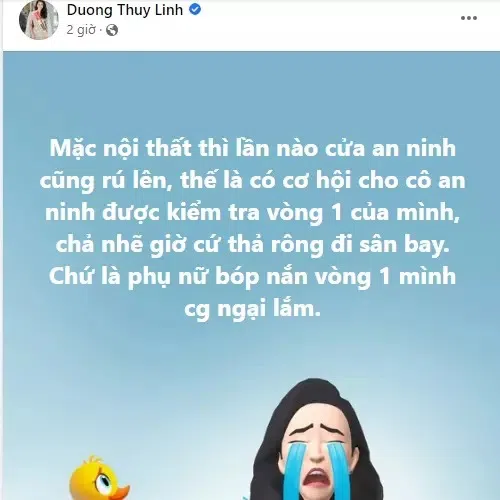 Hoa hậu Dương Thùy Linh than vãn khi rơi vào tình huống 'dở khóc dở cười' ở sân bay