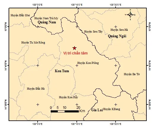 Kon Tum liên tiếp ghi nhận thêm 3 trận động đất trong ngày