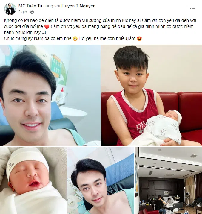 Vợ gia thế 'khủng' của MC Tuấn Tú sinh con thứ 2, dàn sao Việt tỏ thái độ gây ngỡ ngàng 