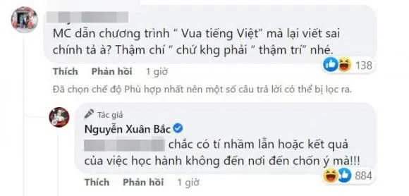 Xuân Bắc có phản ứng bất ngờ khi bị bắt lỗi sai chính tả dù là MC 'Vua tiếng Việt' 