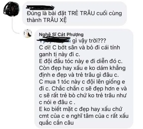 Bị gọi là 'trẻ trâu', Cát Phượng có màn đáp trả gây chú ý 