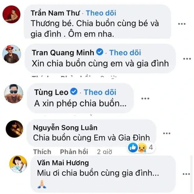 Miu Lê thông báo tin buồn, Văn Mai Hương cùng dàn sao Việt động viên 