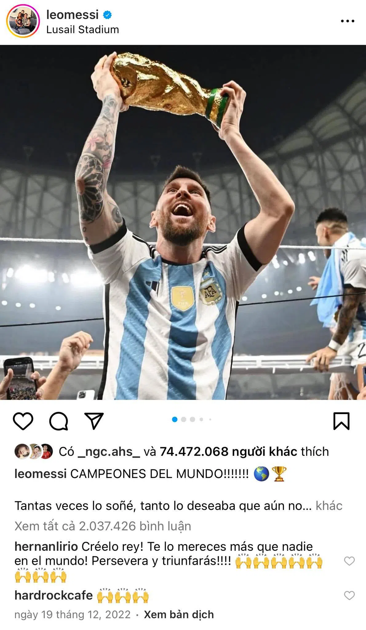 SỐC: Bí mật không ai ngờ tới trong bức ảnh lập kỷ lục trên Instagram của Messi