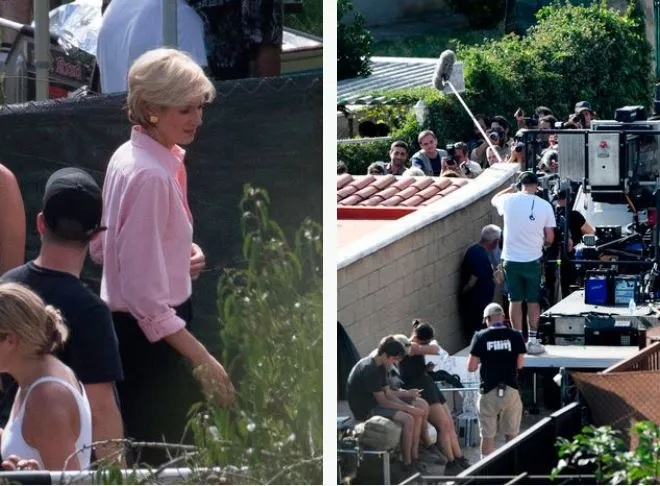 Hình ảnh nữ diễn viên Elizabeth Debicki, người đảm nhận vai Công nương Diana trở lại phim trường sau khi đoàn phim tạm nghỉ 1 ngày để tưởng niệm Nữ hoàng Elizabeth II.
