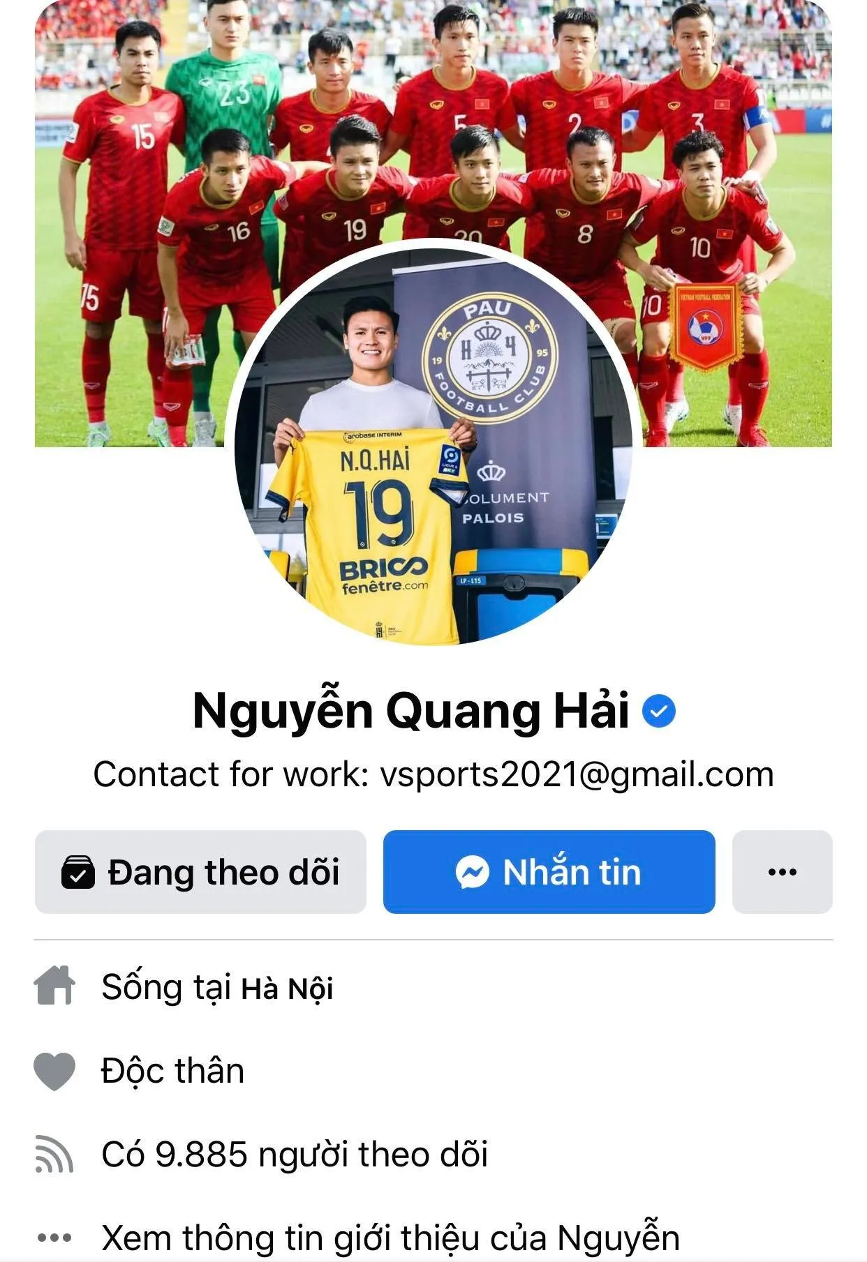 Quang Hải có hơn 2,5 triệu người follow giờ chỉ còn hơn 9.000.