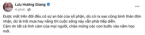 Lưu Hương Giang làm điều đặc biệt ngay khi trở lại MXH sau bê bối của ông xã