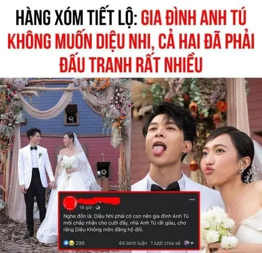 Rộ tin đồn Diệu Nhi từng bị gia đình Anh Tú cấm cản chuyện kết hôn