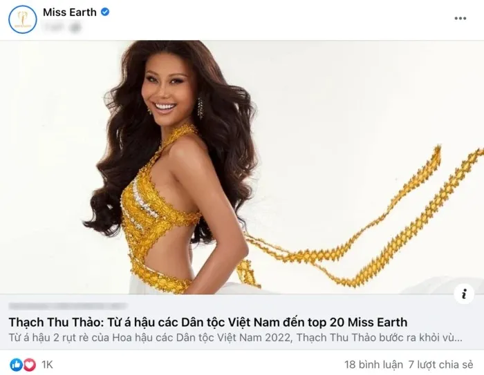 Thạch Thu Thảo được BTC Miss Earth 'ưu ái' dù không đăng quang Hoa hậu Trái Đất 