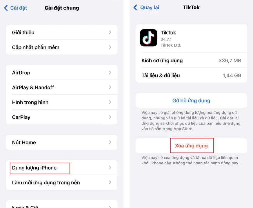 giai phong dung luong iPhone