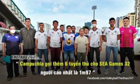 Tuyển bóng chuyền nam Campuchia triệu tập 6 VĐV mới, cao nhất 1m97