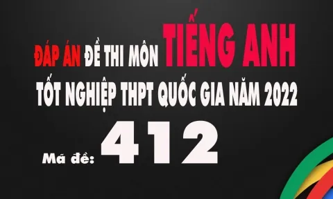 Đáp án đề thi môn Tiếng Anh tốt nghiệp THPT Quốc gia 2022 mã đề 412