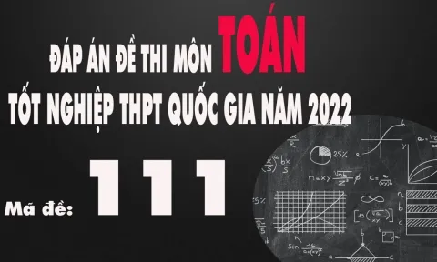 Đáp án đề thi môn Toán mã đề 111 tốt nghiệp THPT Quốc gia năm 2022 nhanh nhất