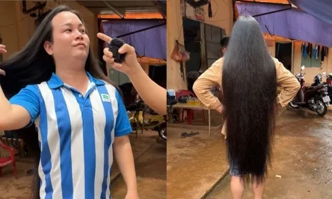 Người đàn ông Bình Phước nuôi mái tóc dài 1,35m mượt hơn cả con gái 