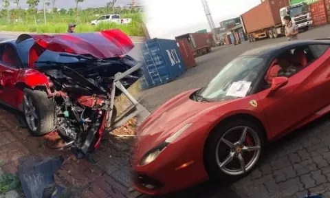 Siêu xe Ferrari 488 GTB bị tan tành đầu xe thuộc hàng quý và cực hiếm tại Việt Nam