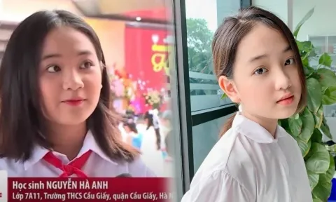 Nữ sinh lớp 7 gây sốt trên sóng VTV ngày khai trường hóa ra lại gà gương mặt quen thuộc