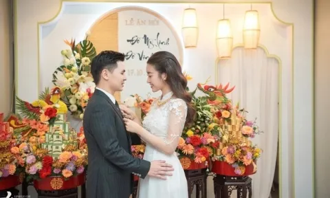 Đám hỏi Đỗ Mỹ Linh - Đỗ Vinh Quang: Cô dâu chú rể rạng ngời, trao nhau nụ hôn đầy ngọt ngào