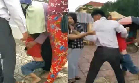 Cảnh tượng xót xa sau phiên tòa ly hôn: Bé trai giãy giụa chạy trốn bố, đòi về ở cùng mẹ