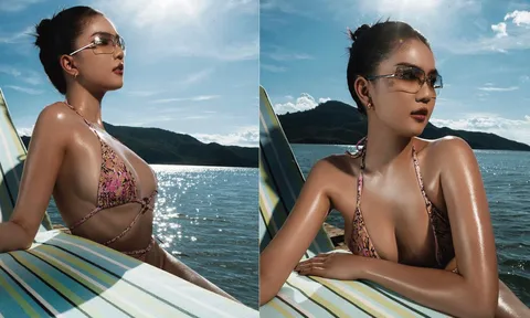 Ngọc Trinh xuất hiện với da nâu nóng bỏng, khoe trọn đường cong ‘cực cháy’ qua set bikini nhỏ xíu