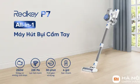 Máy hút bụi cầm tay Redkey P7: Lực hút khủng 22,000 Pa, pin rời `xịn sò`, giá chưa đến 3 triệu!