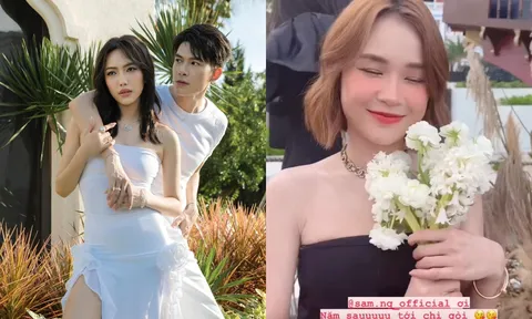 Sam và Anh Đức bắt được hoa cưới của Diệu Nhi trong niềm vui hân hoan