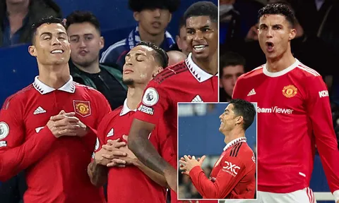 Giải mã cách ăn mừng mới của Ronaldo sau cột mốc lịch sử cùng MU