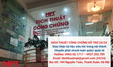 Văn Phòng Dịch Thuật Công Chứng Lấy Ngay trong ngày MPT