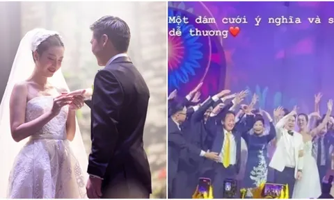 Clip hot: Bầu Hiển nhảy phụ họa cho con dâu Đỗ Mỹ Linh và con trai