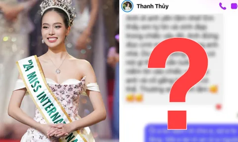 Lộ tin nhắn của Thanh Thuỷ và NTK  Lê Thanh Hoà về chiếc váy mặc khi đăng quang Miss International 2024