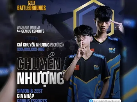 PUBG: Genius Esports xác lập kỷ lục chuyển nhượng Việt Nam