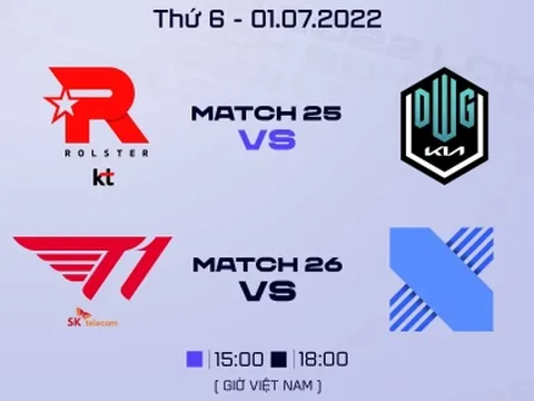 Lịch thi đấu LCK Mùa Hè 2022 ngày 30/6: T1, DRX, DK đều gặp khó