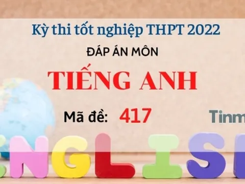 Đáp án đề thi môn Tiếng Anh mã đề 417 kỳ thi THPT Quốc gia 2022