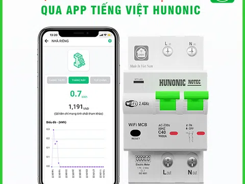 Aptomat đo năng lượng Hunonic Notec-Giải pháp nhà thông minh kiểm soát điện năng tiêu thụ 5 trong 1