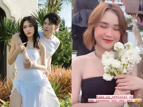 Sam và Anh Đức bắt được hoa cưới của Diệu Nhi trong niềm vui hân hoan