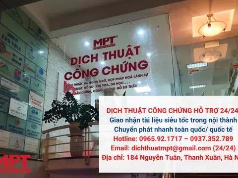 Văn Phòng Dịch Thuật Công Chứng Lấy Ngay trong ngày MPT