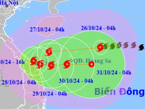 Bão Trami đang lao nhanh vào vùng biển Trung Trung Bộ, mạnh cấp 11 giật cấp 14