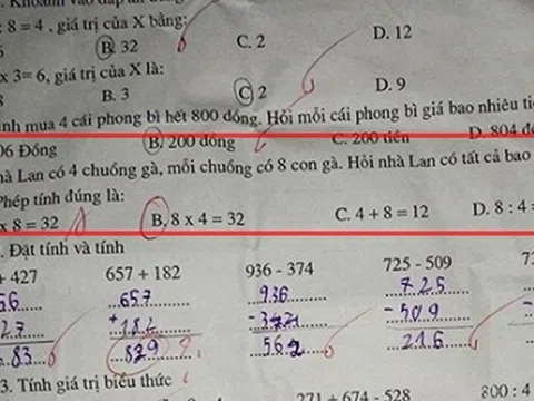 Bài toán với phép tính '4x8=32' bị chấm sai, cô giáo giải thích lý do ai cũng gật gù đồng tình