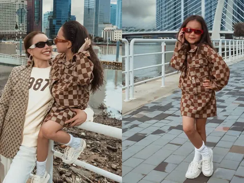 Mẹ con Trà Ngọc Hằng sành điệu xuống phố với phong cách thời trang street style