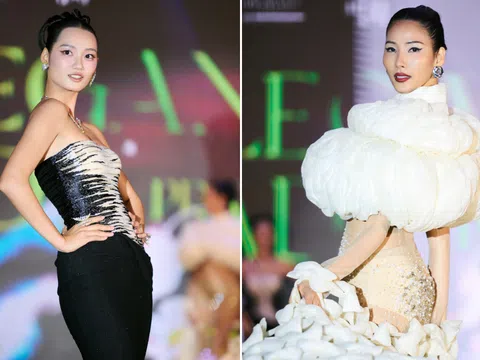 Á hậu Hoàng Thuỳ và Á hậu Quỳnh Anh đọ trình catwalk tại buổi dạ tiệc