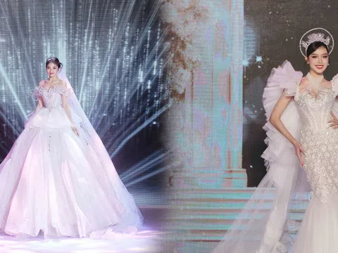 Visual ‘sáng bừng’ của Hoa hậu Thanh Thuỷ, Á hậu Minh Kiên khi diện váy cưới