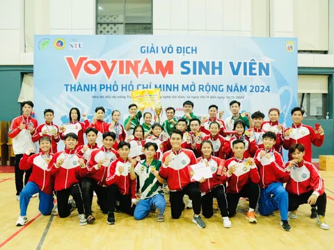 Đội tuyển Vovinam Sinh viên (USH) đạt giải nhất toàn đoàn tại Giải Vô địch Vovinam Sinh viên Thành phố Hồ Chí Minh mở rộng năm 2024.