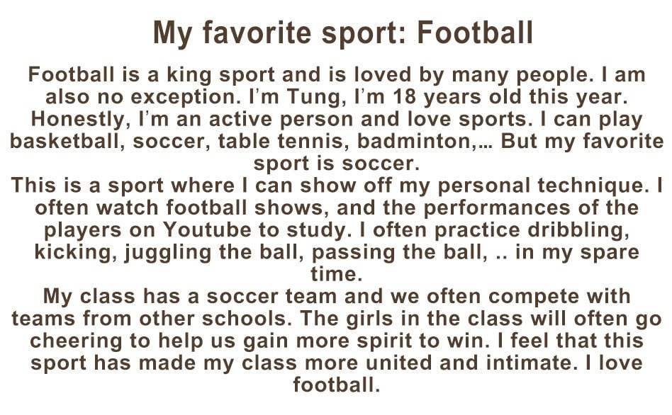 Viết văn mô tả cảm xúc dành cho thể thao là một phần trong quá trình học tiếng Anh