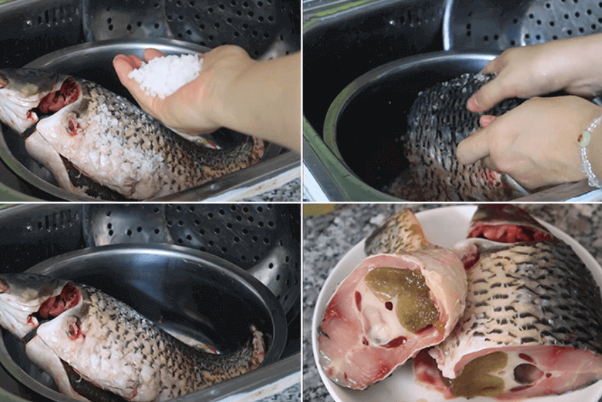 Sử dụng muối để loại bỏ chất nhờn có trên cá
