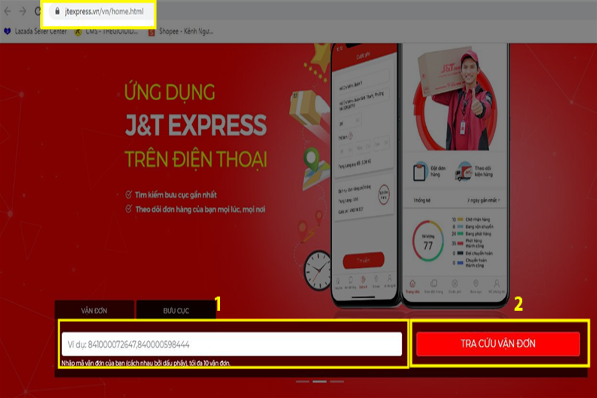 Truy cập website chính thức của J&T Express