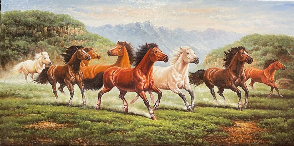 Tranh ngựa phi trên đồng cỏ